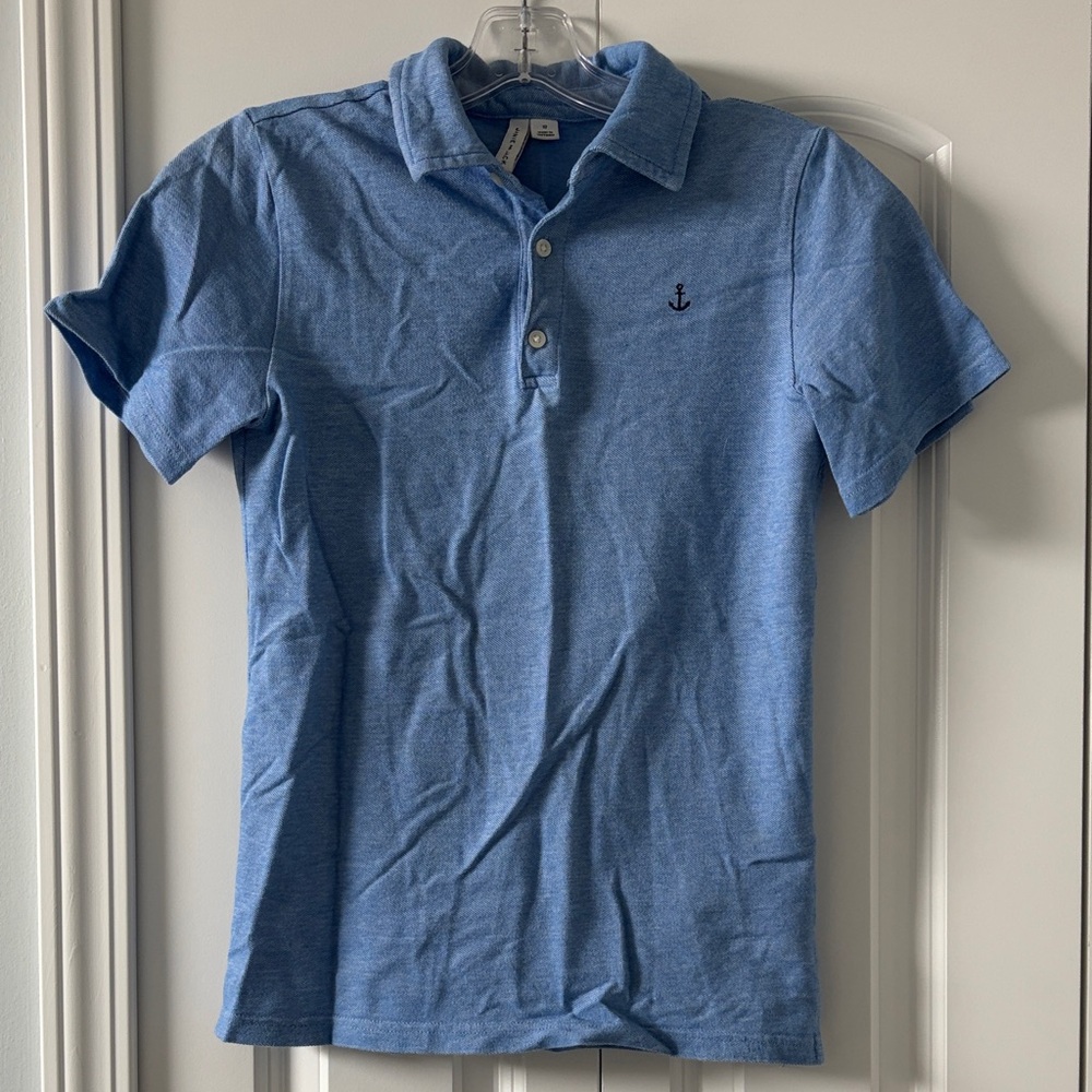 Janie and Jack Light Blue Boys' Polo with Anchor Embroidery